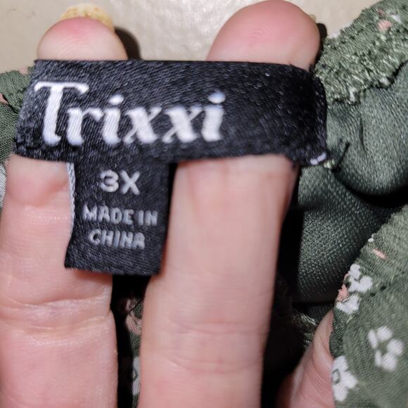 Trixxi Green Floral Thin Cottage Smocked Dress 3Xl Puff Sleeve - Picture 4 of 10